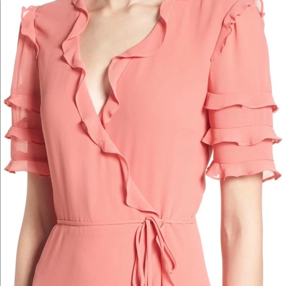 WAYF Ruffle Wrap Gown- Coral Rose Tea - Picture 5 of 6